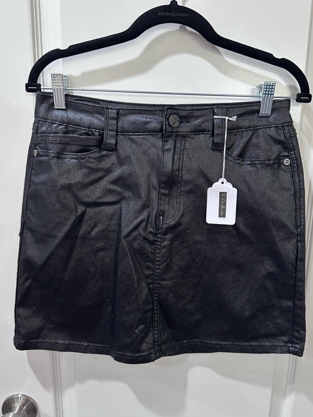 Rubberband Stretch Black Glitter Mini Skirt - Multiple Sizes